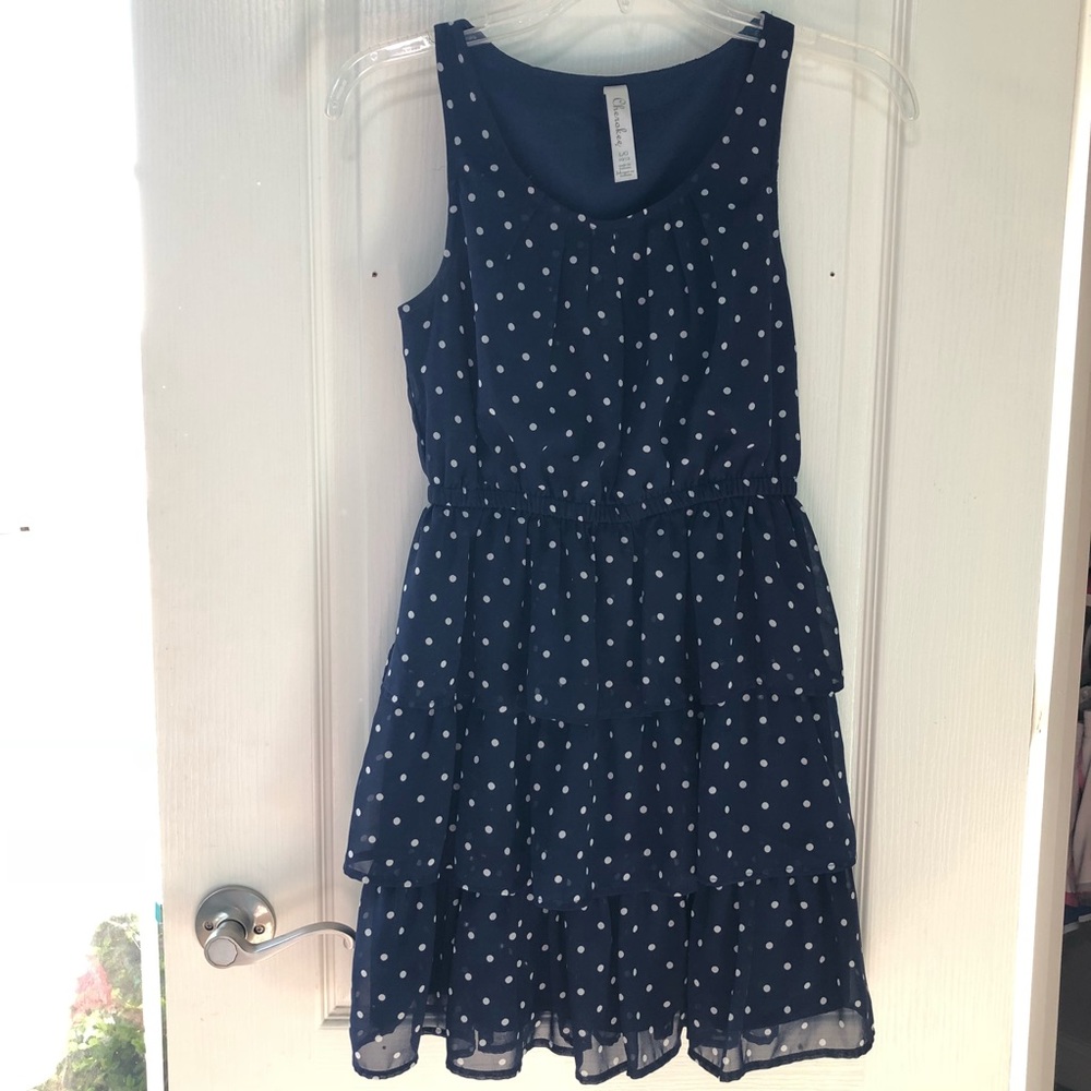 Cherokee navy polka dot layered dress!